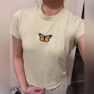 Brandy Melville butterfly light green tshirt